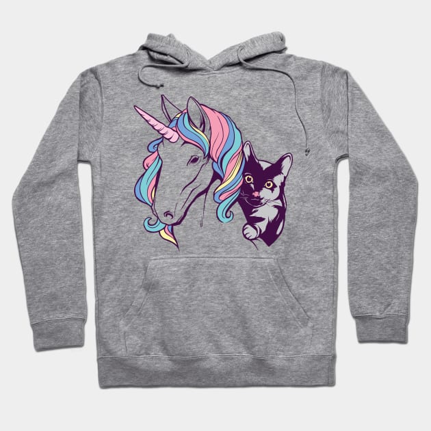 UNICORN AND CAT lovely and cute cartoon design gift Hoodie by Midoart